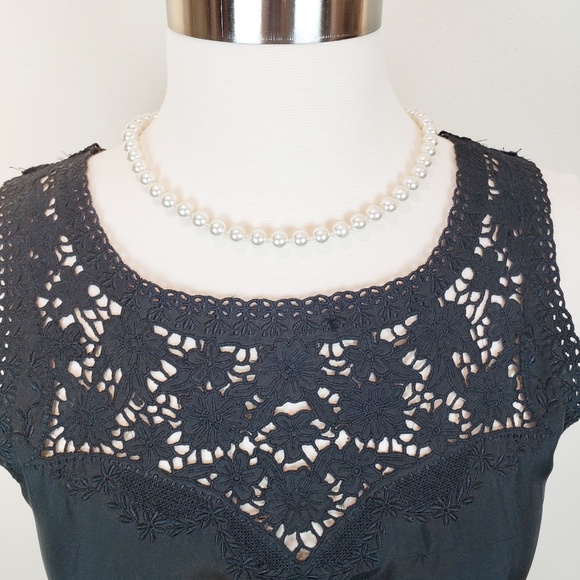 Wendy Hil Black 100% Cotton Lace Trim Tank Top - Picture 5 of 6